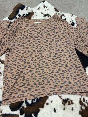 Abercrombie & Fitch Brown Leopard Print Long Sleeve Tee